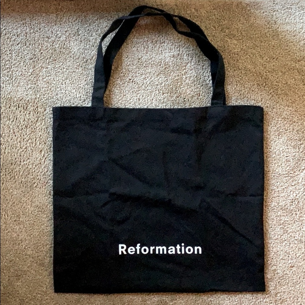 Reformation large black canvas tote bag